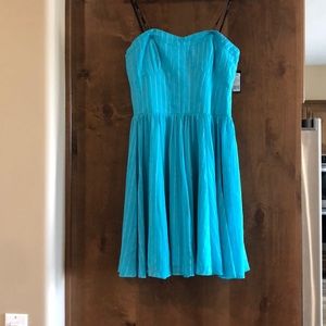 Light teal strapless dress